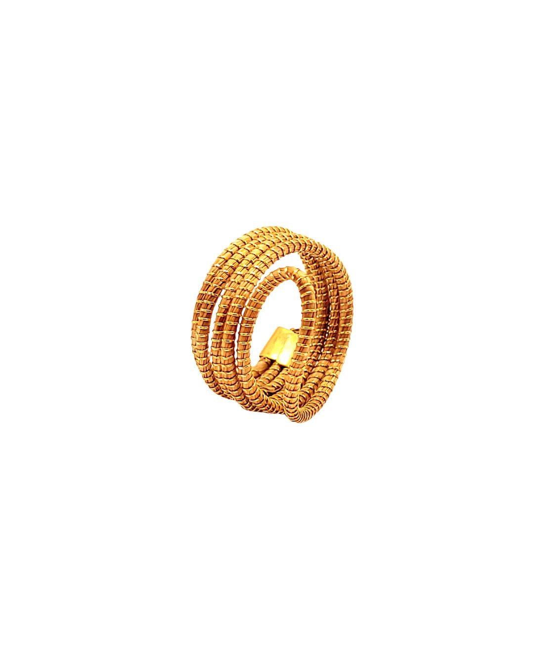 Minimalist Golden Grass Ring with Multiple Loops