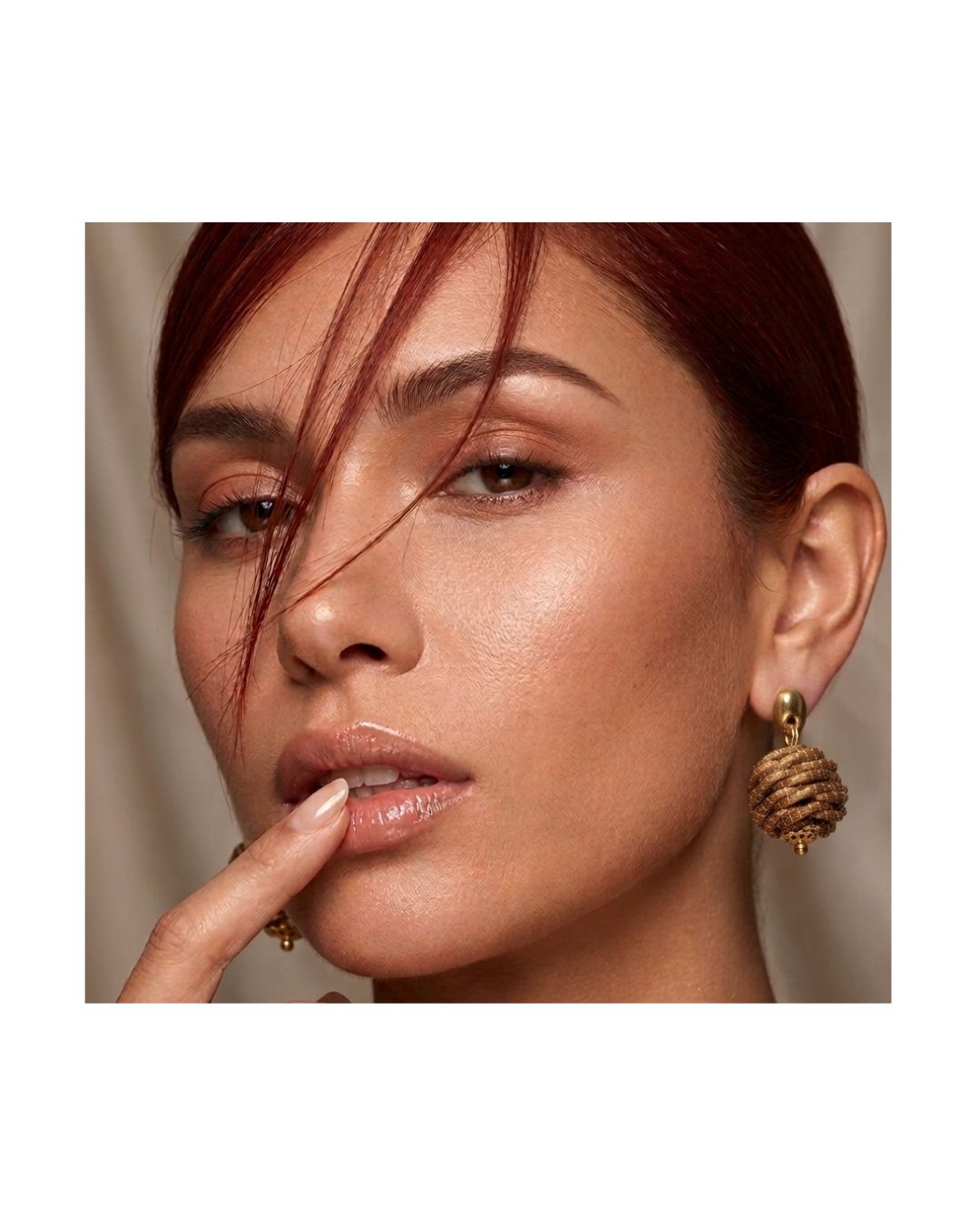 Golden Grass Earring with Beehive Design