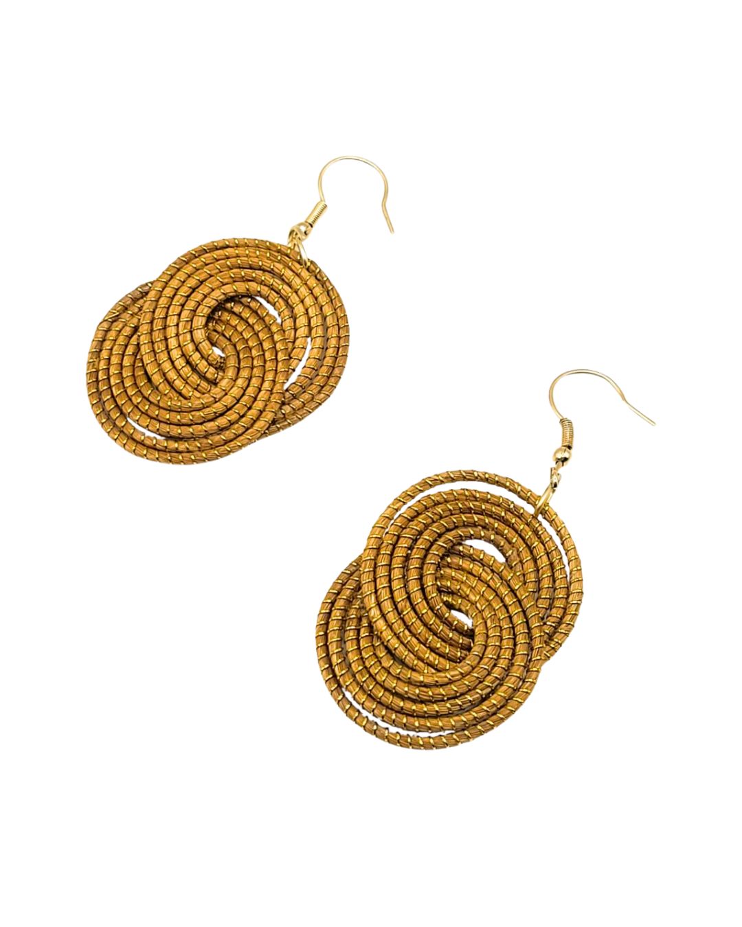 Golden Grass Earring with Knot Design