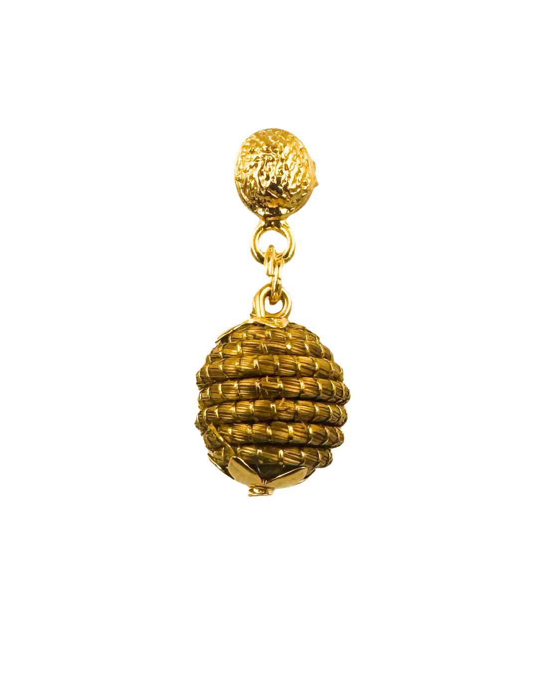 Golden Grass Earring with Basket Shape