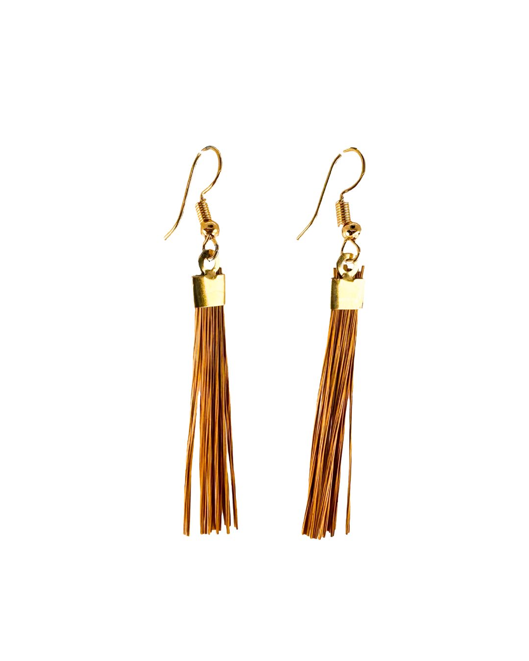 Golden Grass Earring with Fringes