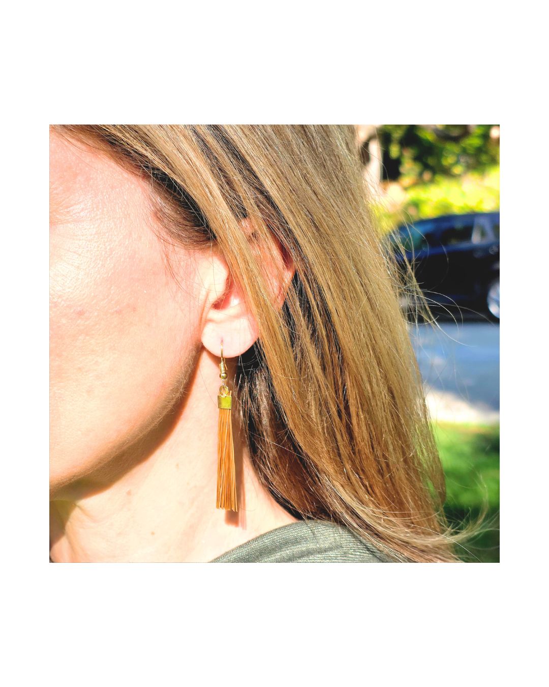 Golden Grass Earring with Fringes