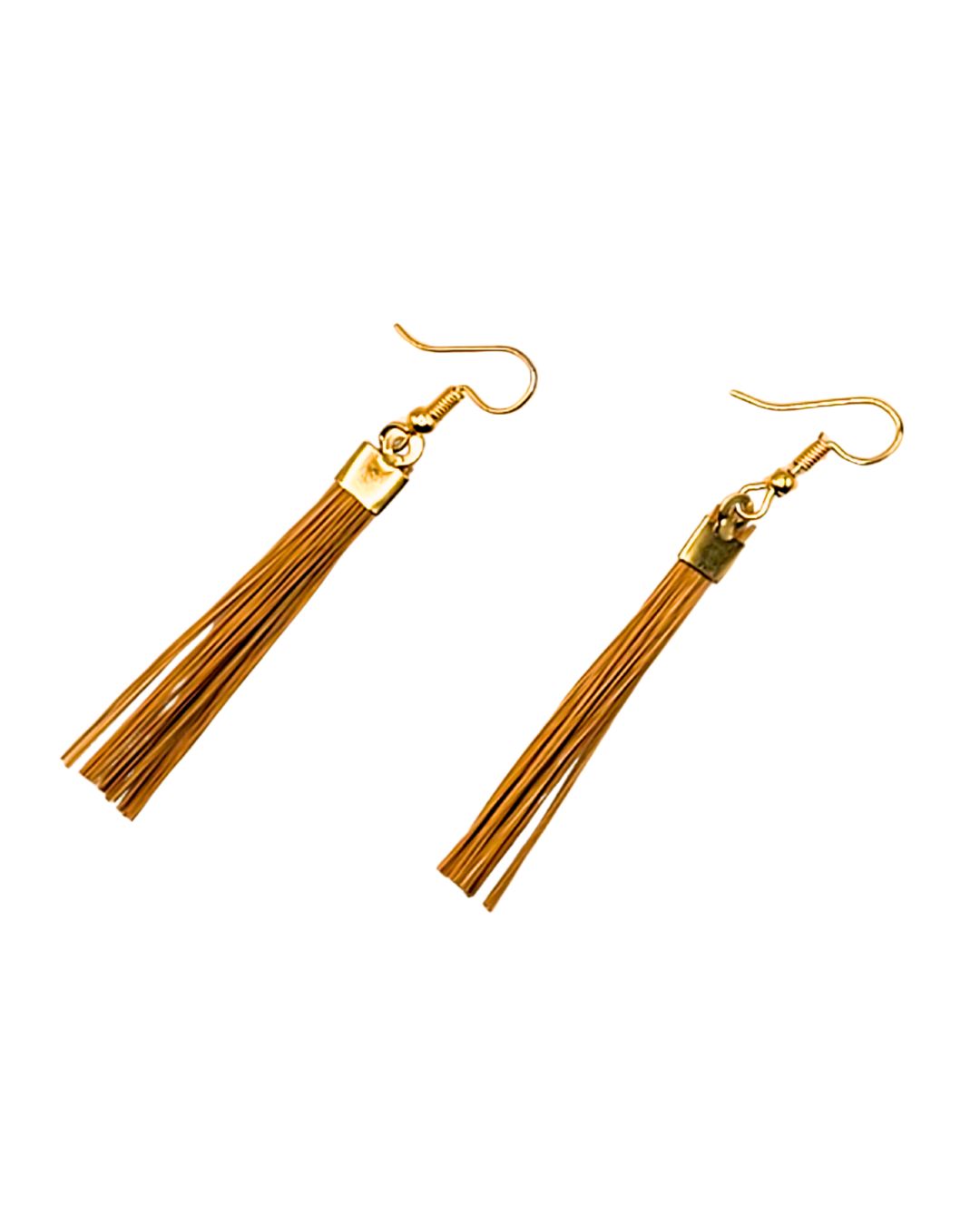 Golden Grass Earring with Fringes