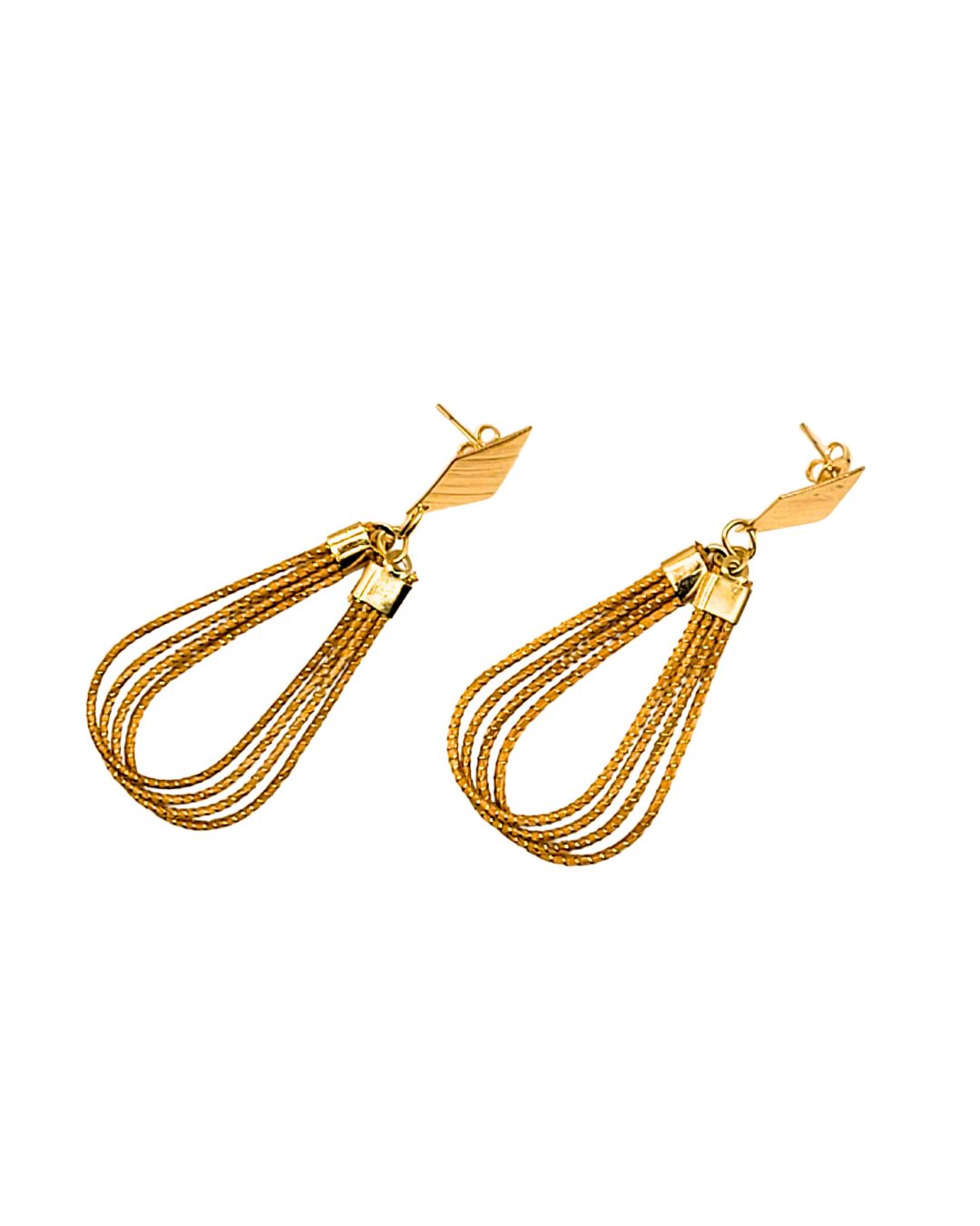Golden Grass Earring with Teardrop Design