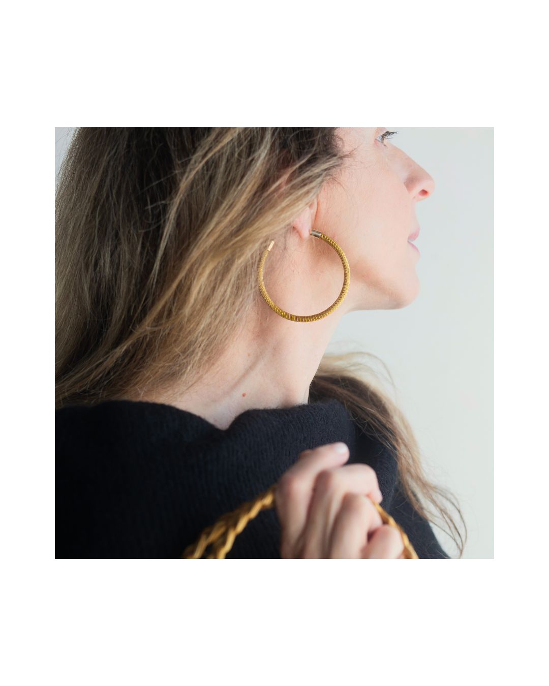 Large Hoop Earring in Golden Grass