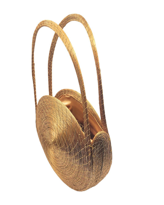 Large Round Golden Grass Handbag