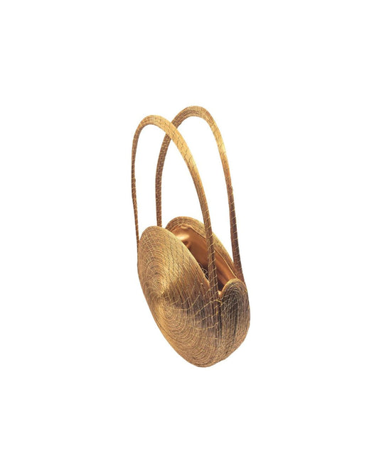 Large Round Golden Grass Handbag