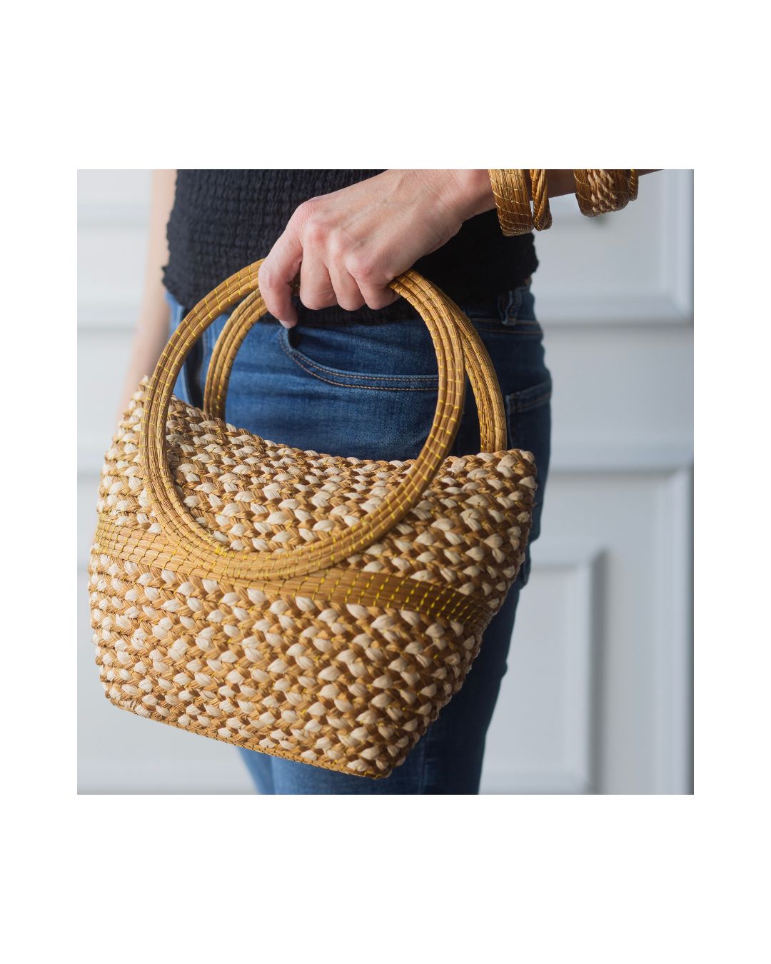 Braided Golden Grass Handbag