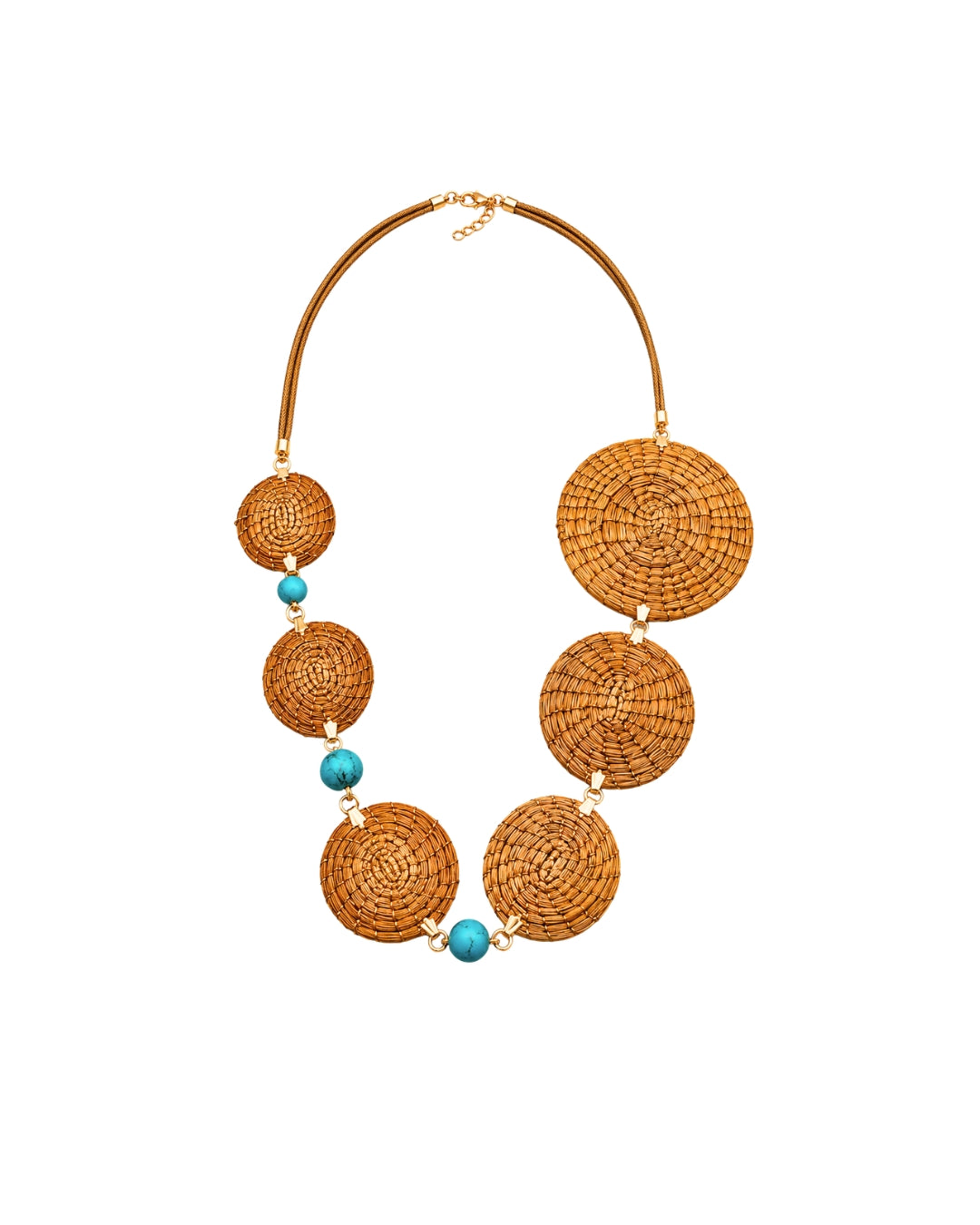 Turquoise Mandala Golden Grass Necklace