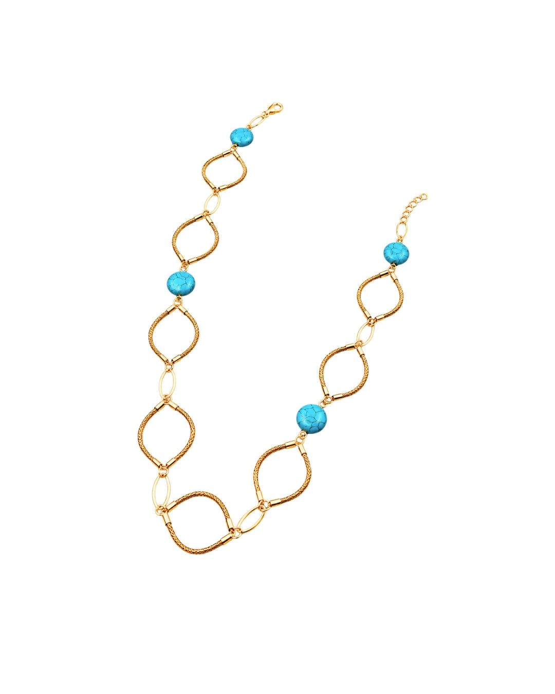 Turquoise Geometric Golden Grass Necklace