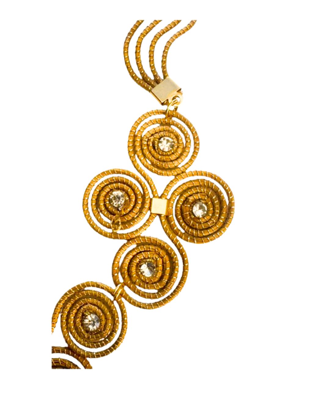 Golden Grass Necklace with Circles and Golden Details
