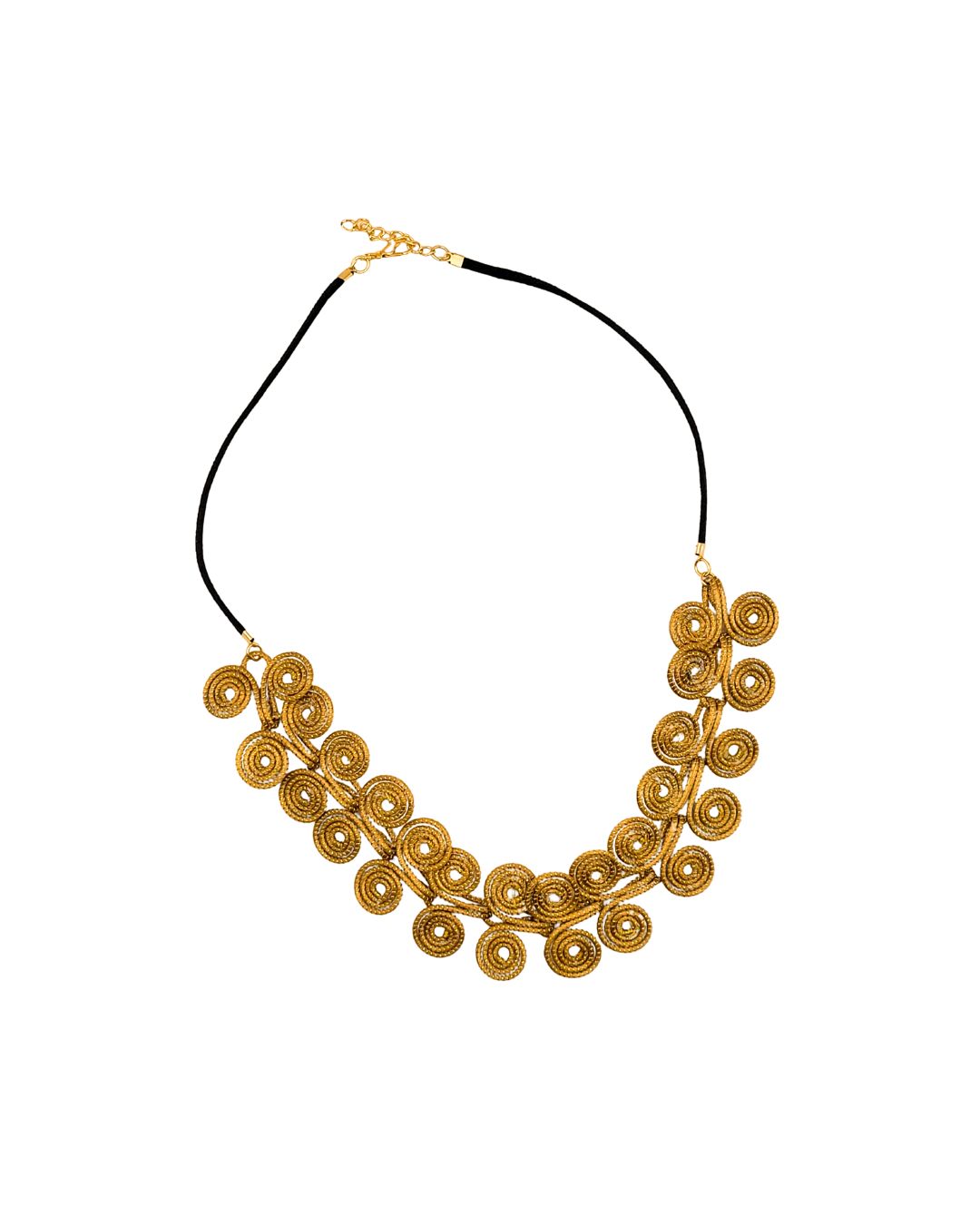 Golden Grass Necklace with Intercalated Circles