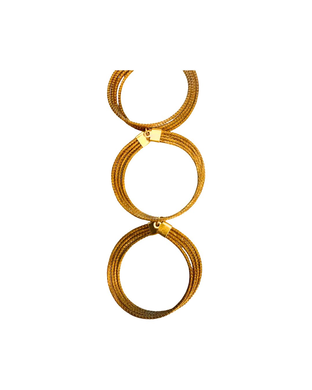 Golden Grass Necklace with Three Golden Circles