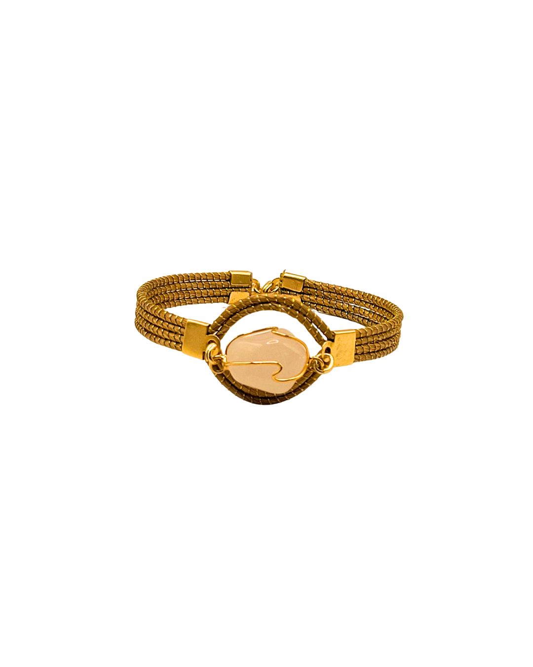 Golden Grass Bracelet with Oval Stone