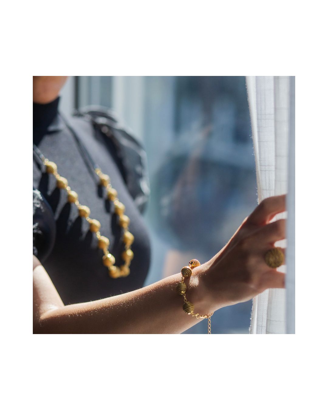 Golden Grass Bracelet with Spheres