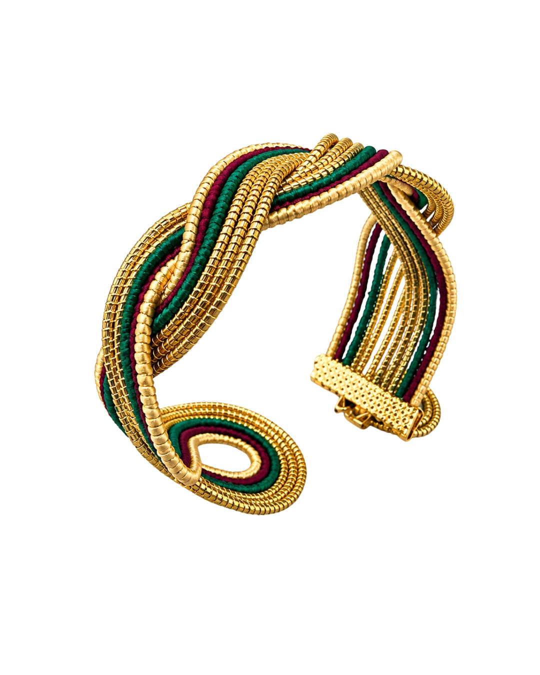 Multicolor Charm Golden Grass Cuff Bracelet