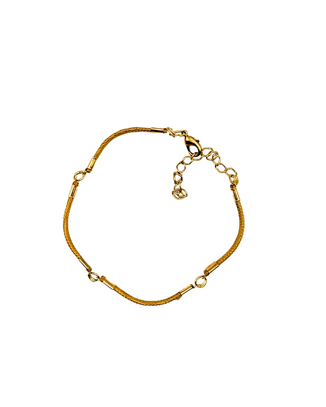 Golden Grass Bracelet with Gold-Colored Links