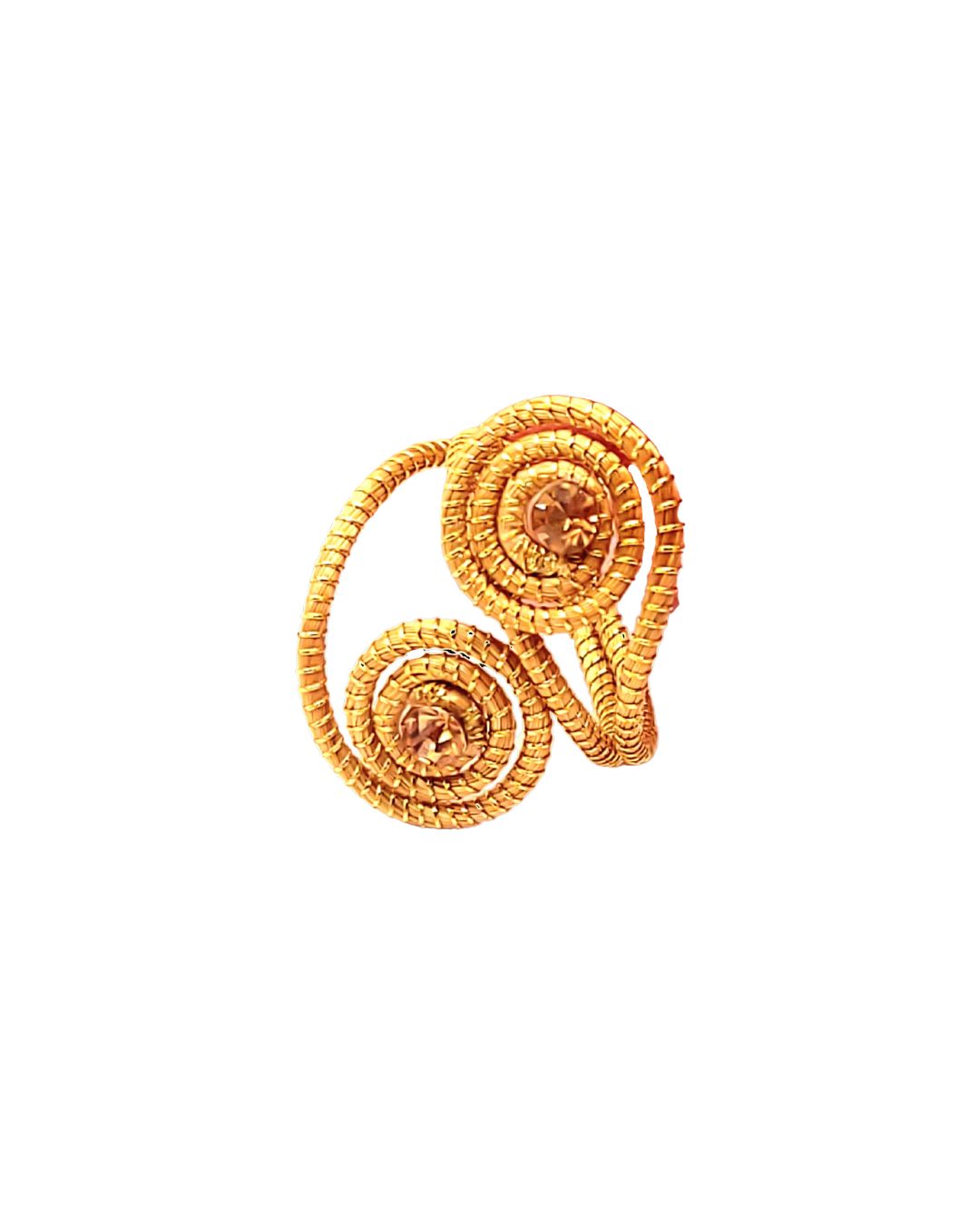 Golden Grass Spiral Ring with Crystals