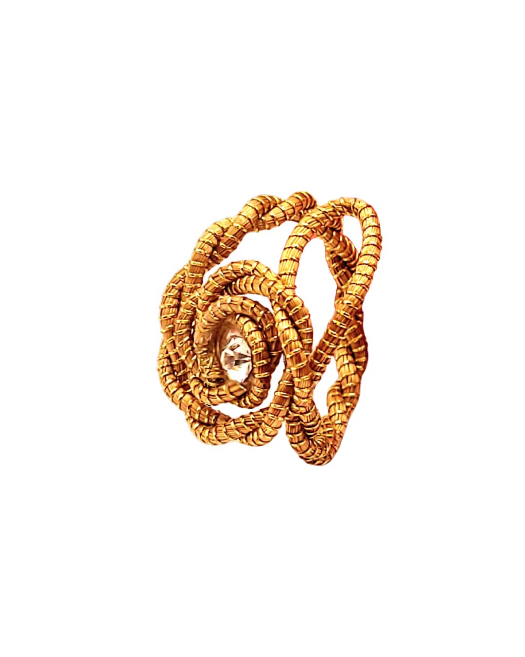 Golden Grass Ring Interwoven Spirals Elegant
