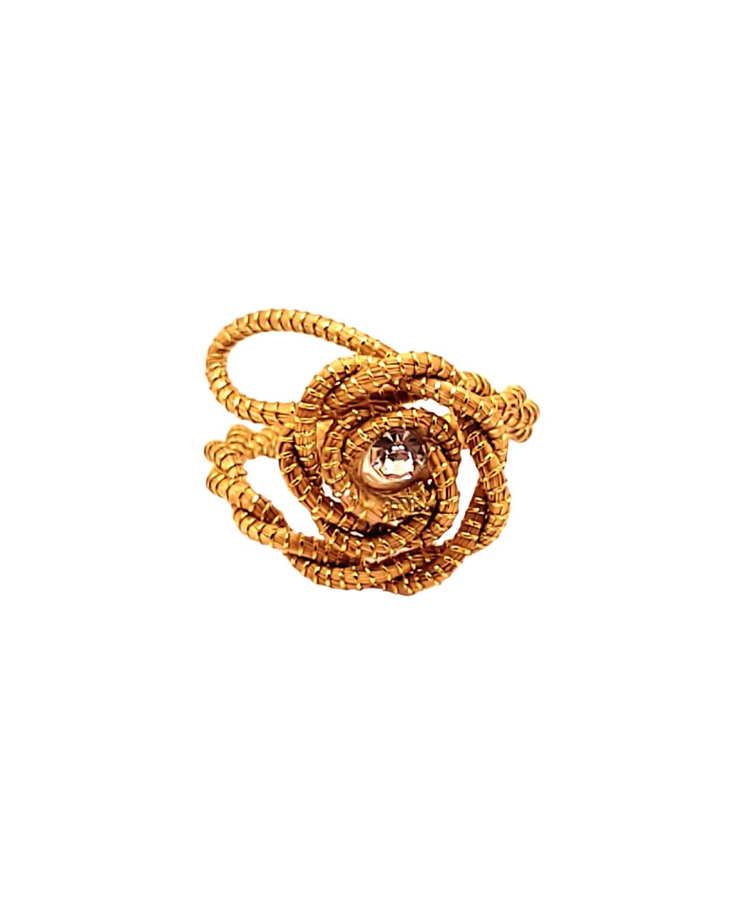 Golden Grass Ring Interwoven Spirals Elegant