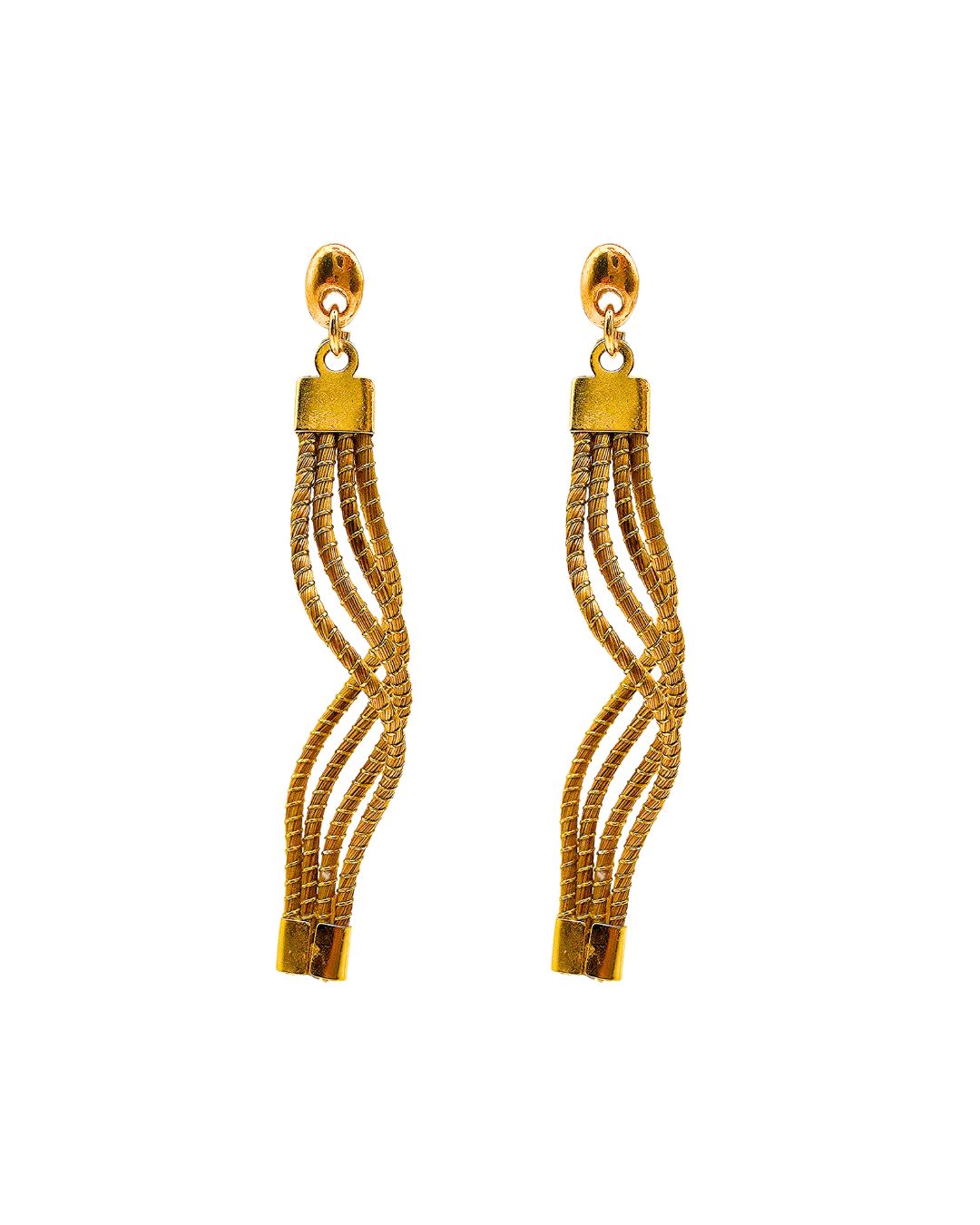 Golden Grass Earring with Intertwined Black and Golden Threads
