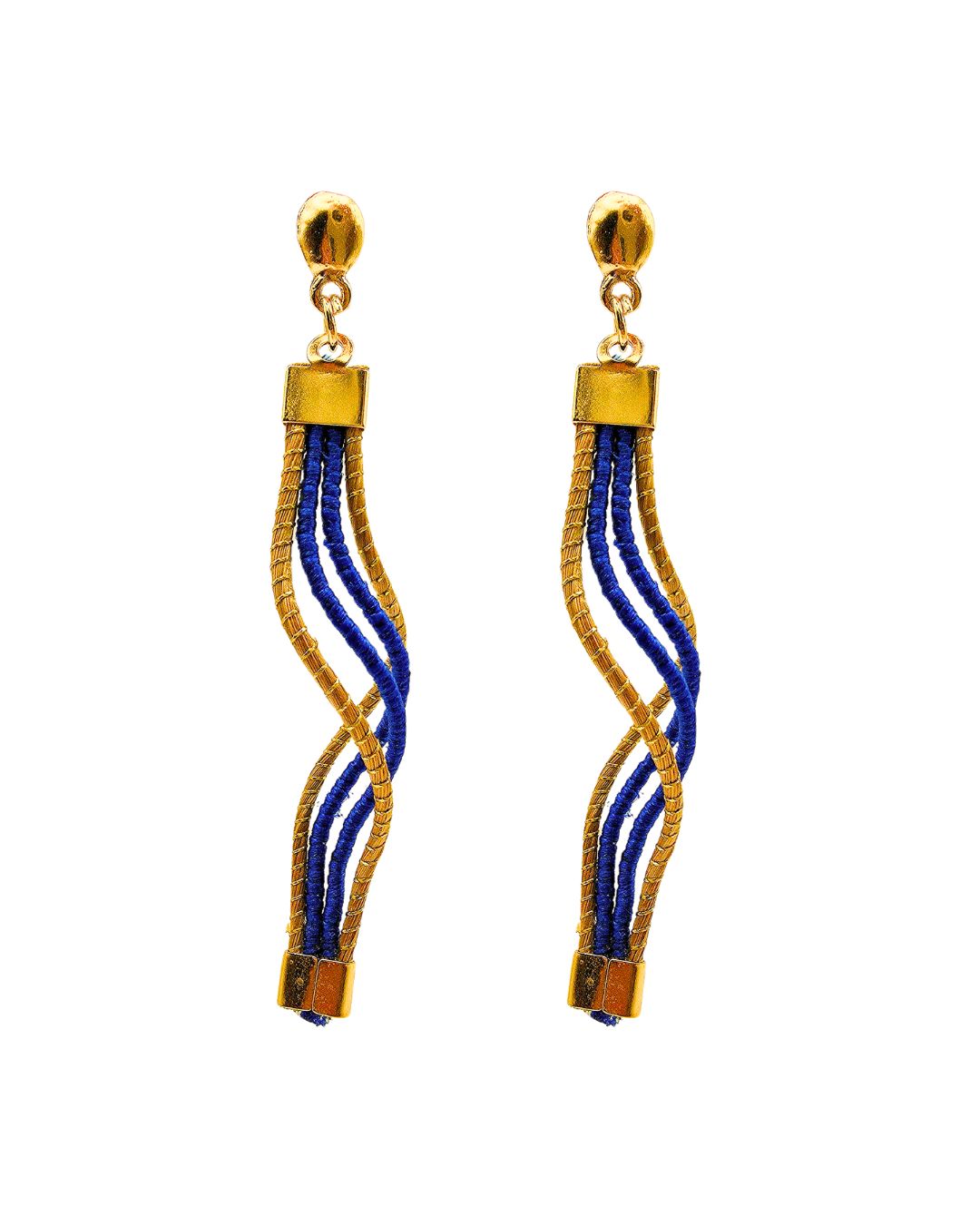 Golden Grass Earring with Intertwined Black and Golden Threads