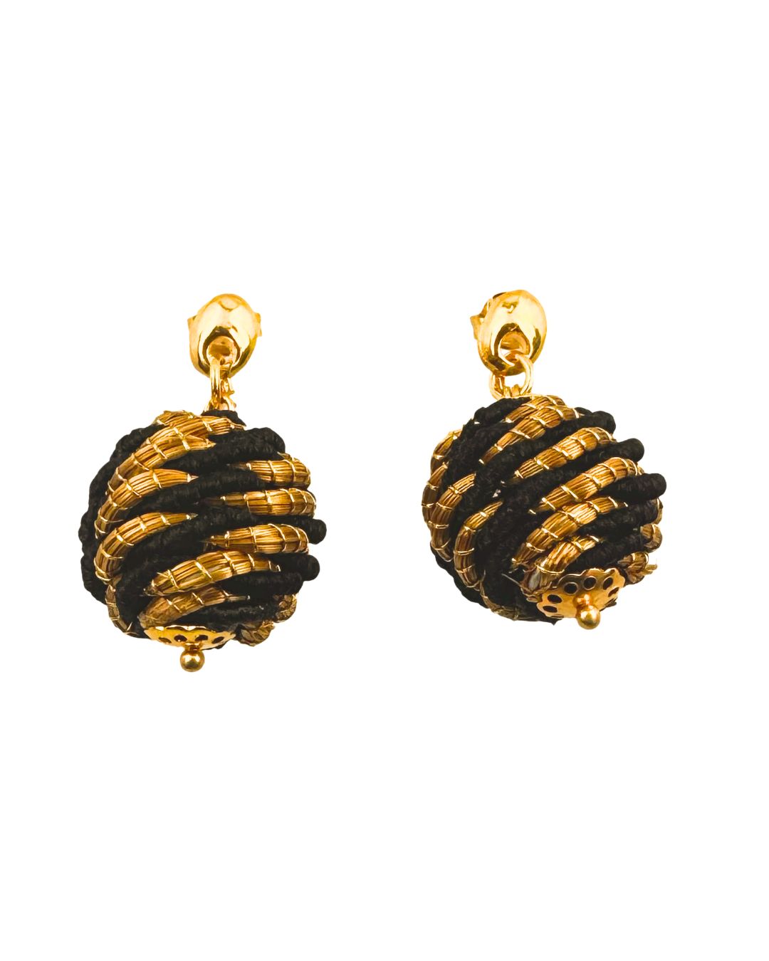 Golden Grass Earring with Beehive Design