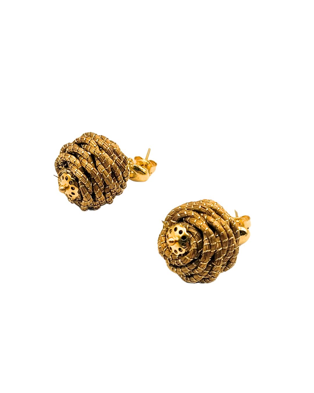 Golden Grass Earring with Beehive Design