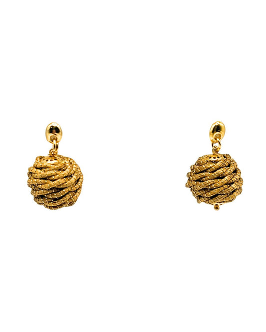 Golden Grass Earring with Beehive Design