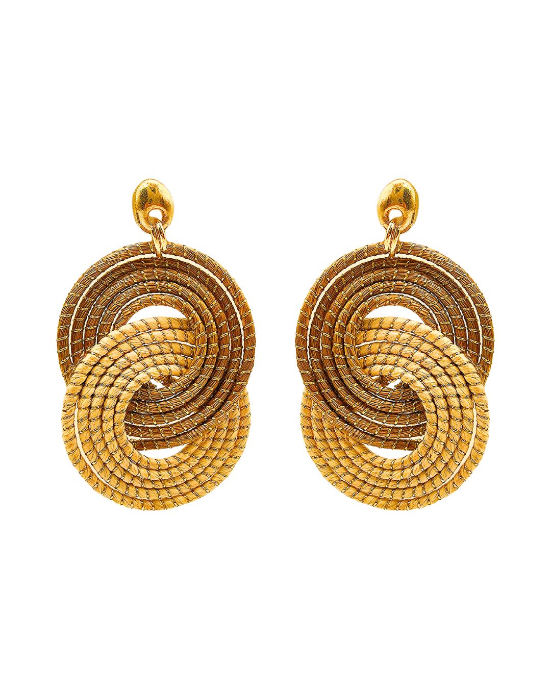 Golden Grass Earring with Knot Design