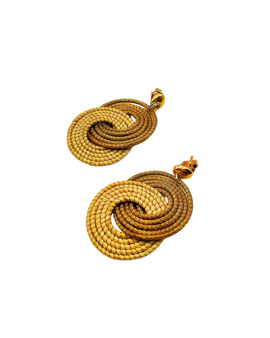 Golden Grass Earring with Knot Design