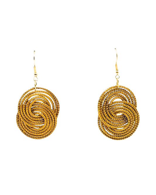 Golden Grass Earring with Knot Design