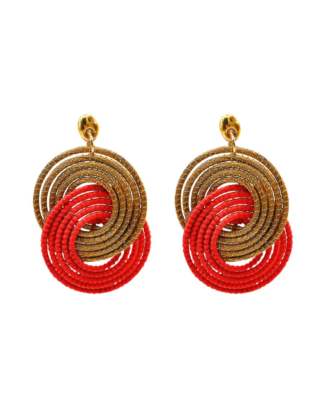 Golden Grass Earring with Knot Design