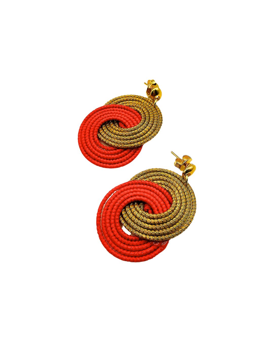 Golden Grass Earring with Knot Design