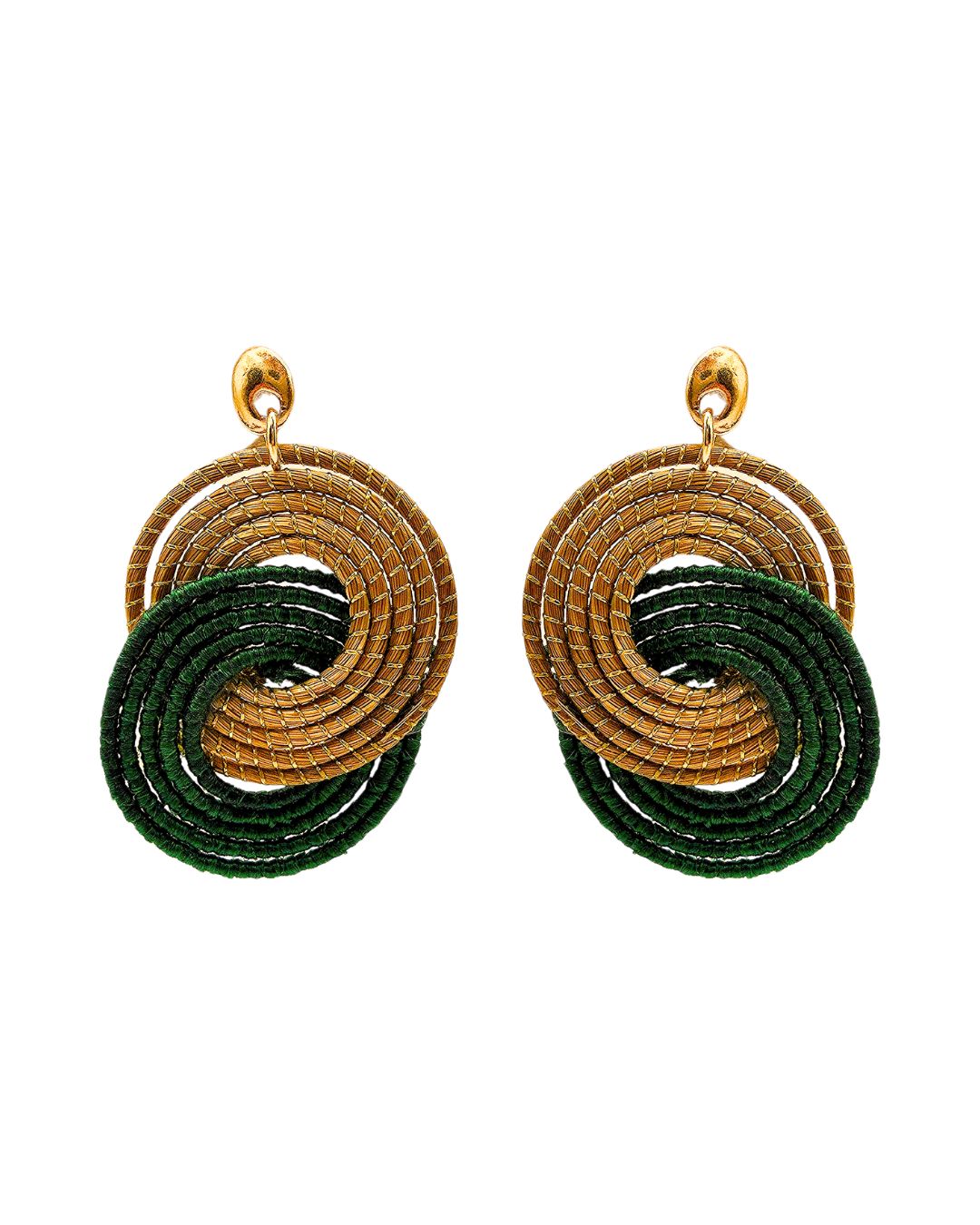 Golden Grass Earring with Knot Design