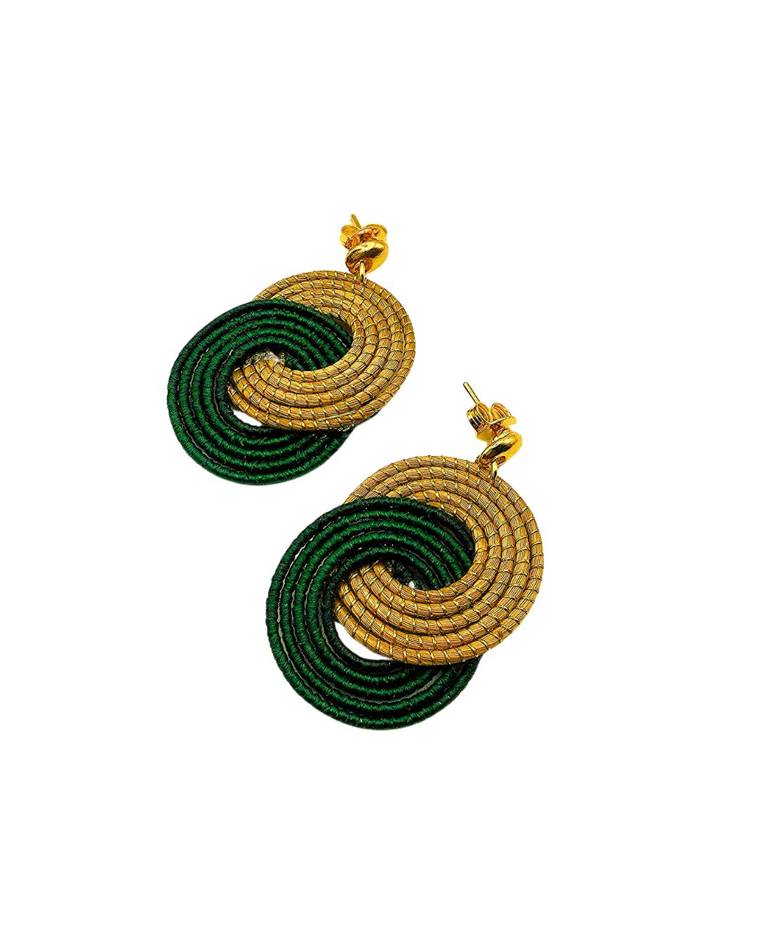 Golden Grass Earring with Knot Design