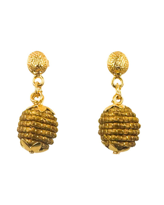 Golden Grass Earring with Basket Shape