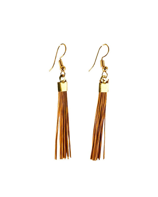 Golden Grass Earring with Fringes