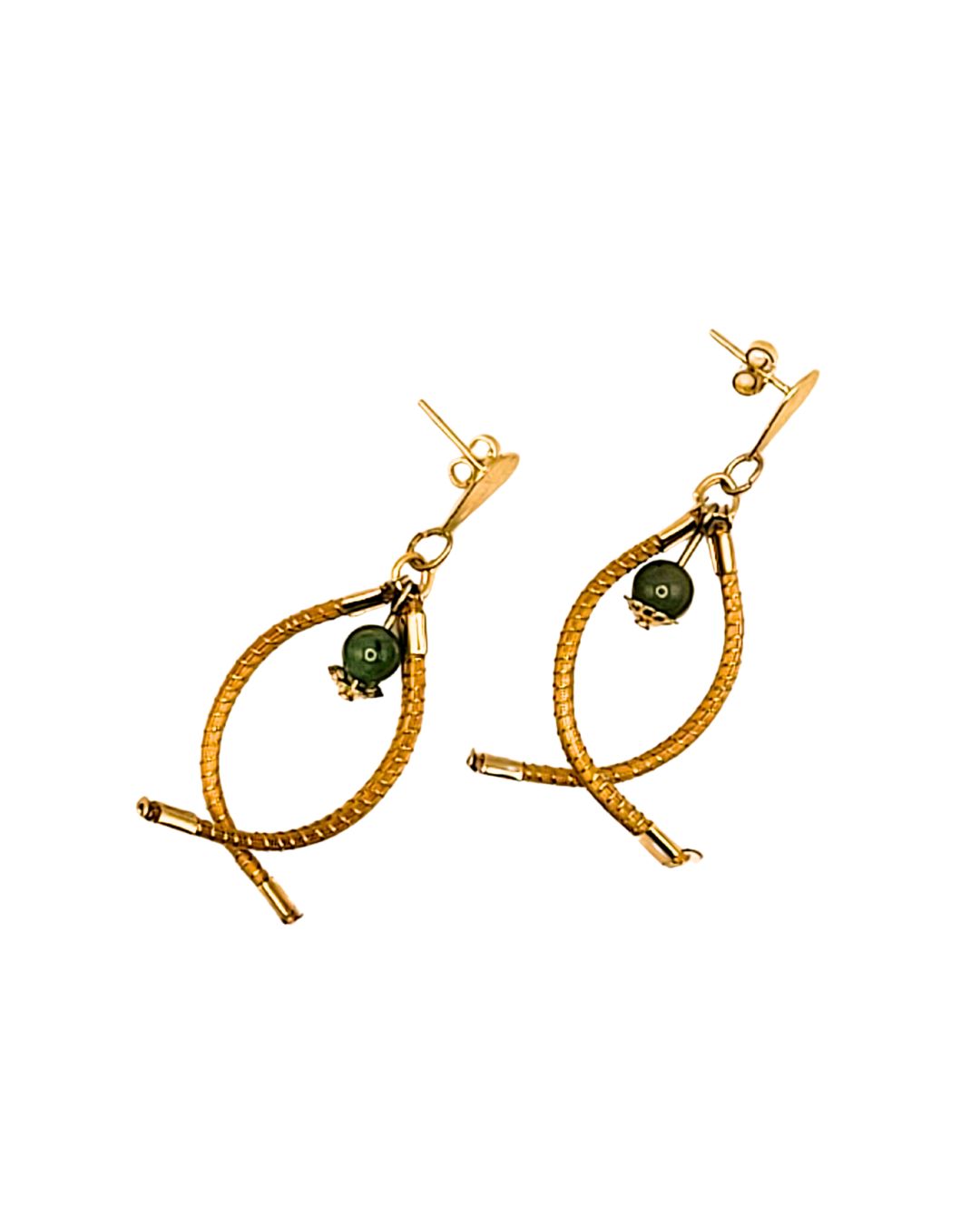 Golden Grass Earring Fish