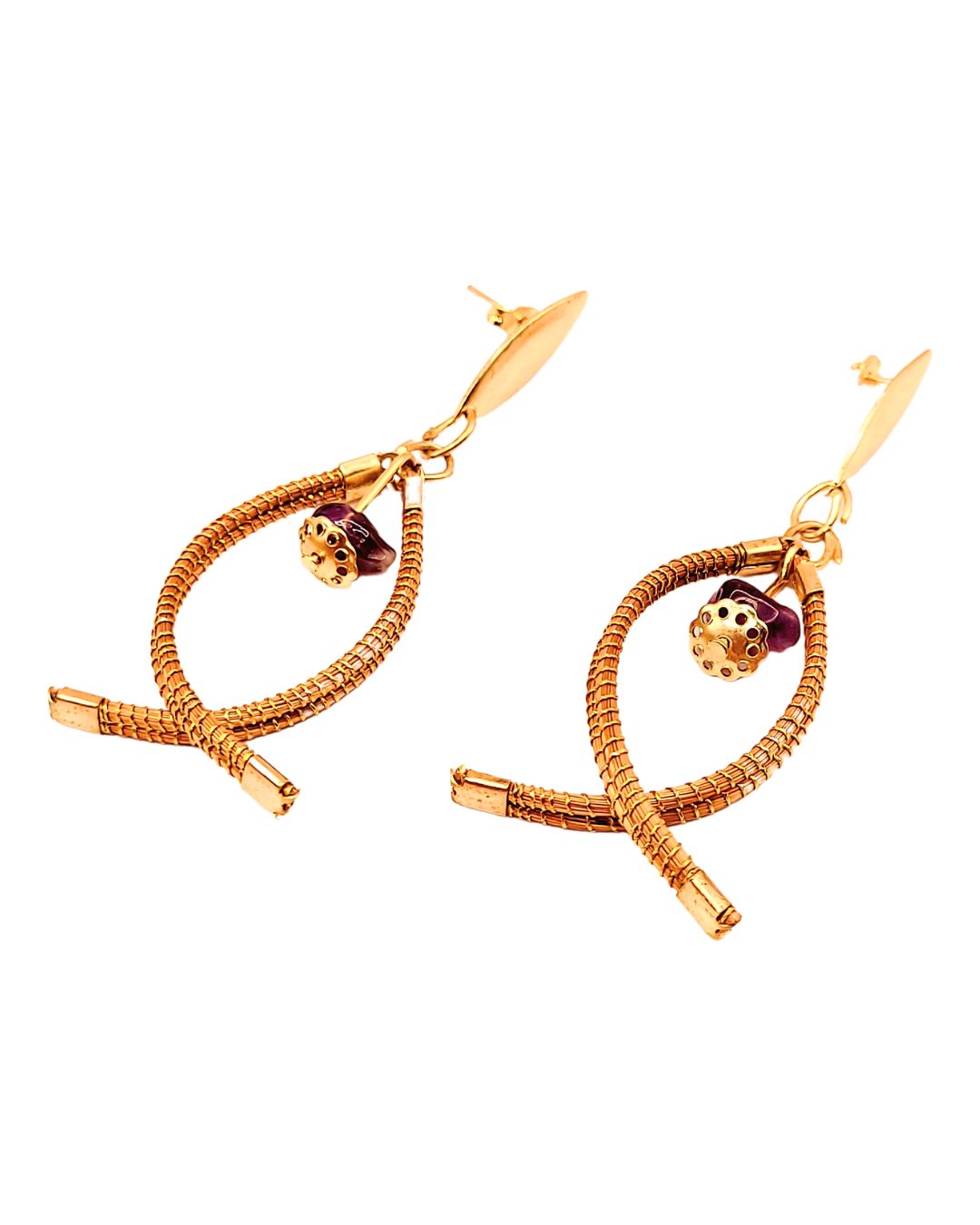 Golden Grass Earring Fish