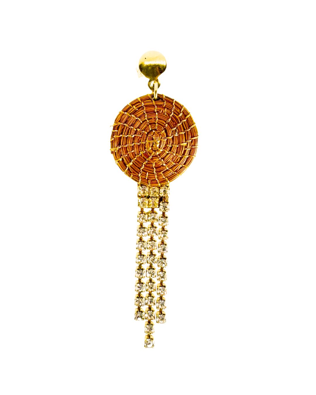 Golden Grass Earring with Crystal Details