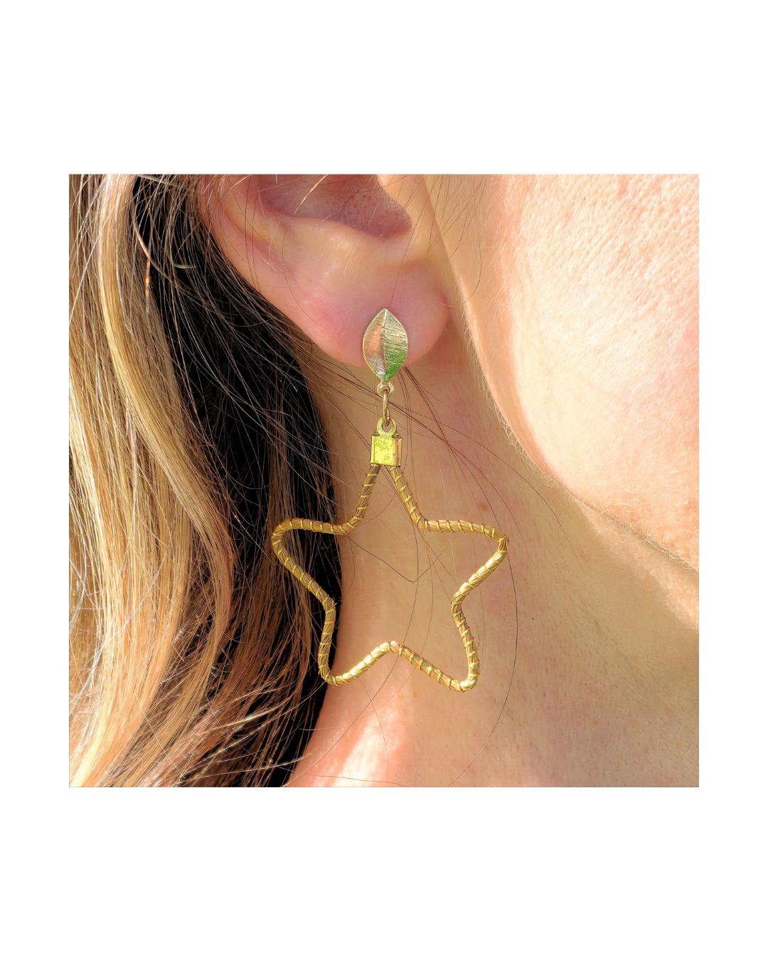 Golden Grass Earring in Star Shape