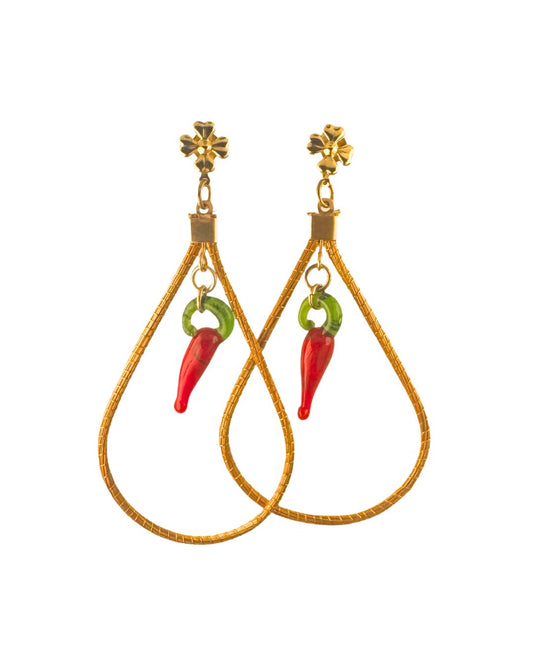 Golden Grass Earring with Chili