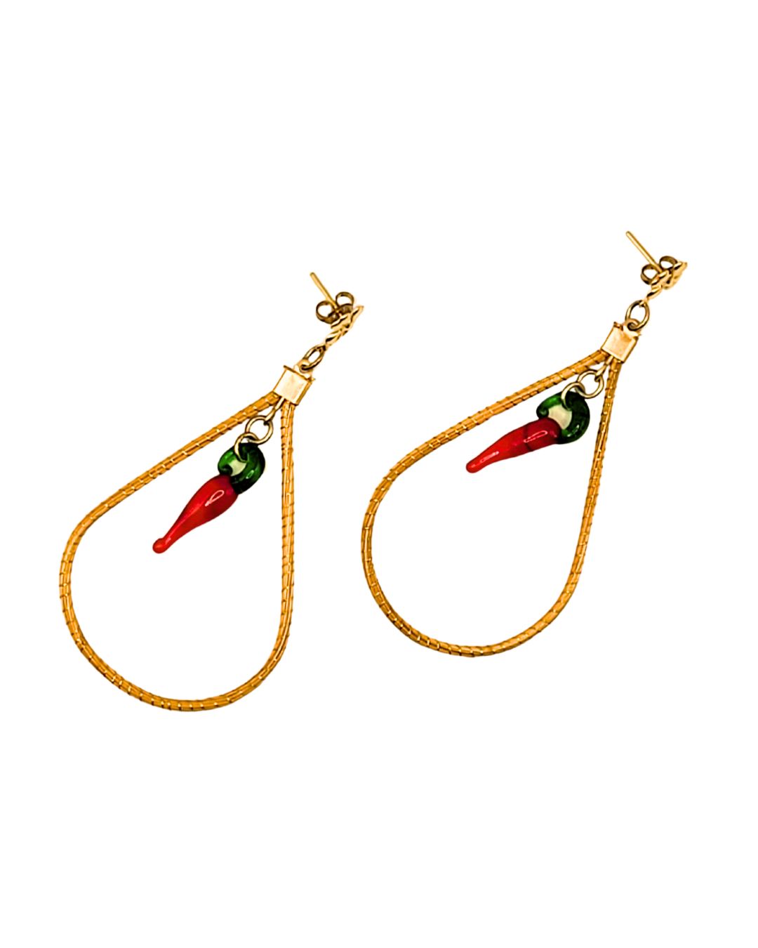 Golden Grass Earring with Chili