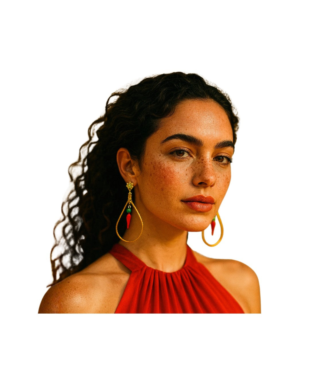 Golden Grass Earring with Chili