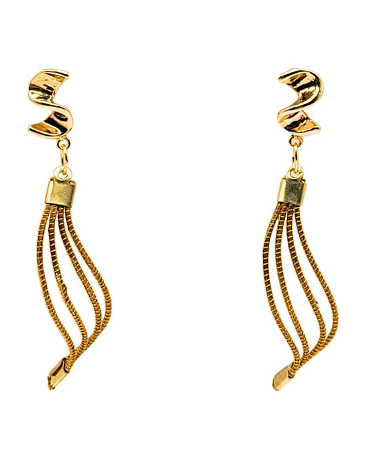 Golden Grass Earring with Golden Details and Tassels