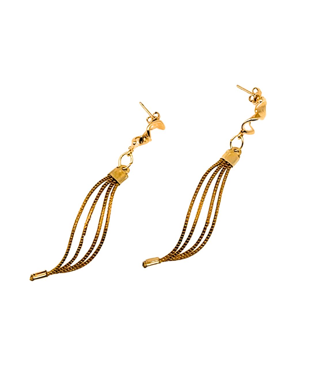 Golden Grass Earring with Golden Details and Tassels