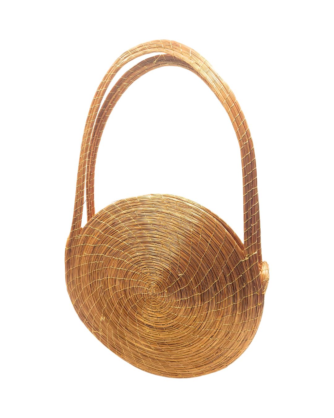 Large Round Golden Grass Handbag