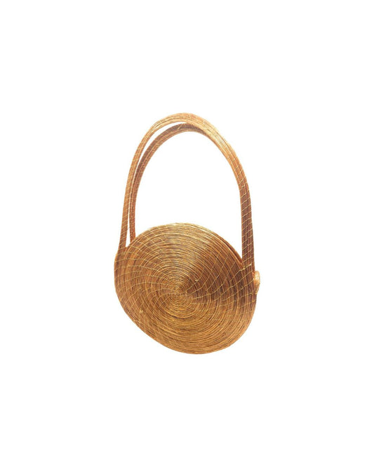Large Round Golden Grass Handbag