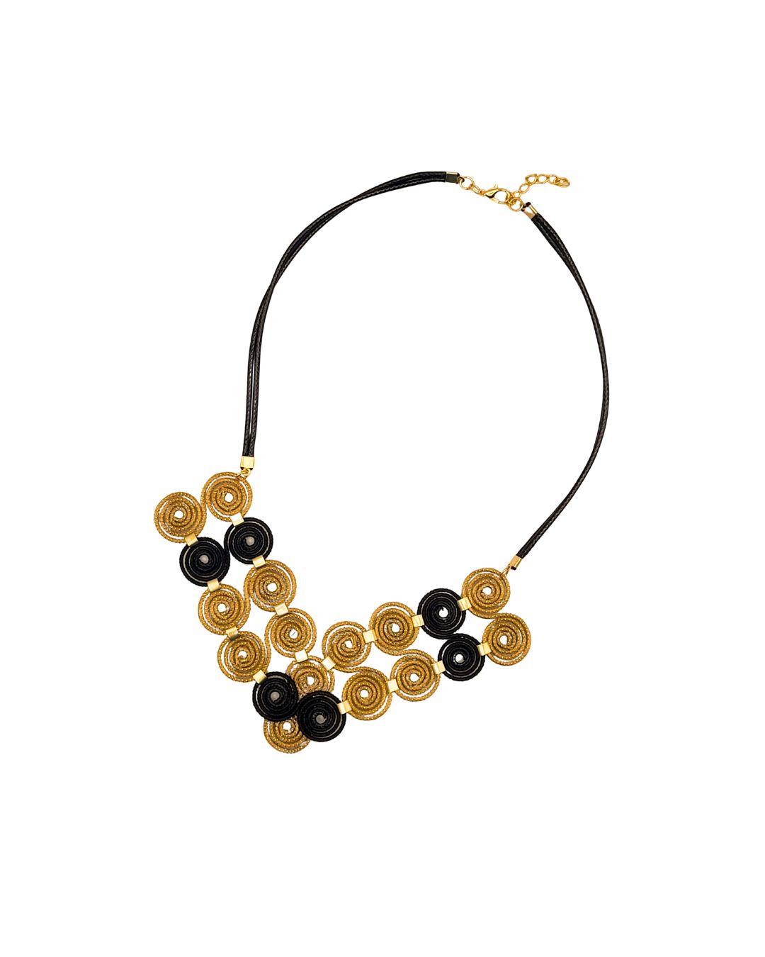 Golden Grass Necklace with Golden and Black Circles